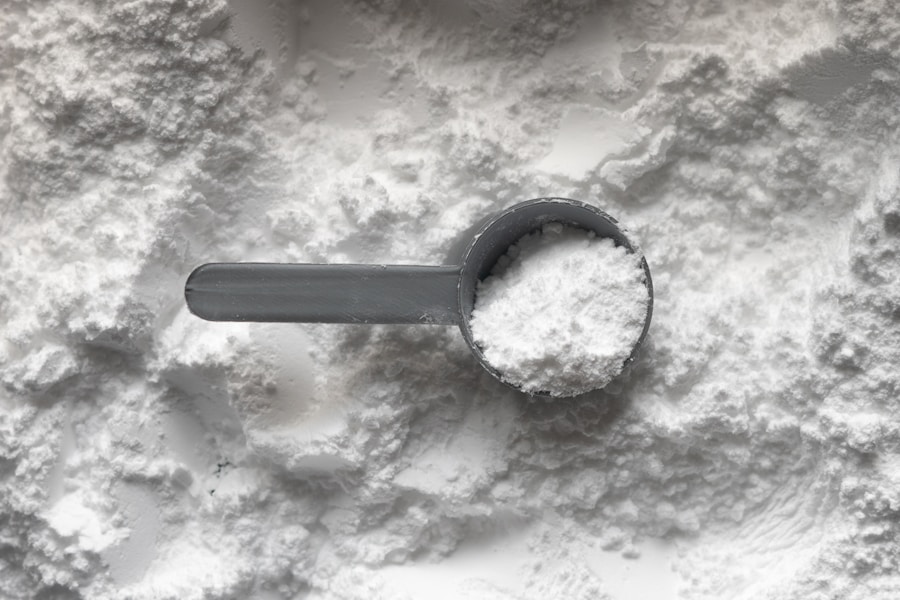 Fine white protein powder
